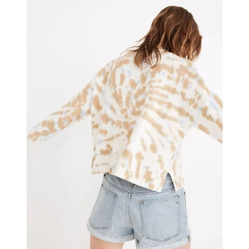 NWOT‎ Tie-Dye Broadway Cardigan Sweater size XXS Button Front Tan Cream Blue